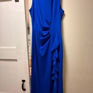 Sleeveless Royal Blue Ruffle-Detail Women's Dress